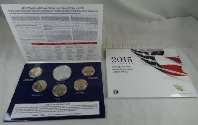 2015 US Mint Annual Uncirculated Dollar Coin Set American Silver Eagle 6 Coins