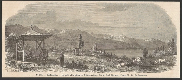 Turkey Trebizond the Gulf and Plain of Kabak-Meidan XIX engraving e /B2IN
