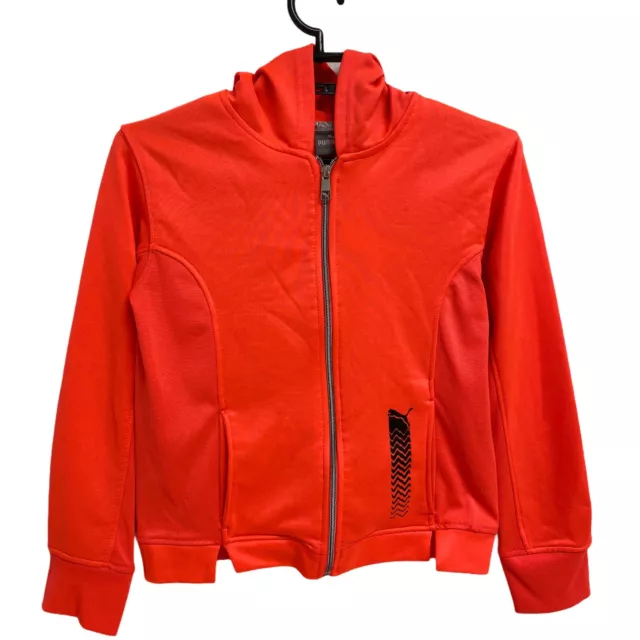 PUMA Felpa con Cappuccio Ragazze Zip Intera Arancione Neon Taglia L (12-14)