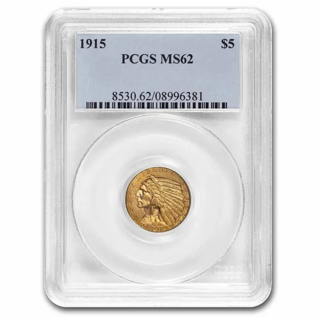 1915 $5 Indian Gold Half Eagle MS-62 PCGS