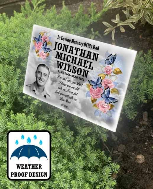 Personalised grave marker plaque and stake, Memorial for garden or cemetery