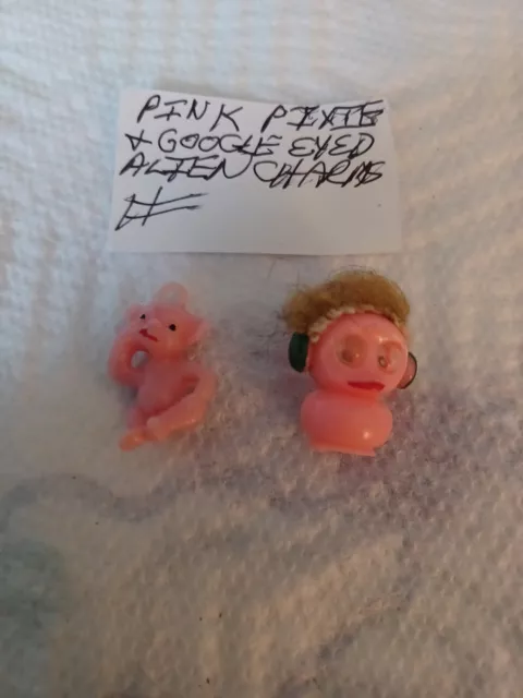 Vintage Rare Pink Pixie & Google Eyed Alien Gumball/Vending Charms/Toys Lot Of 2 Vintage Rare Pink Pixie & Google Eyed Alien Gumball/Vending Charms/Toys Lot Of 2