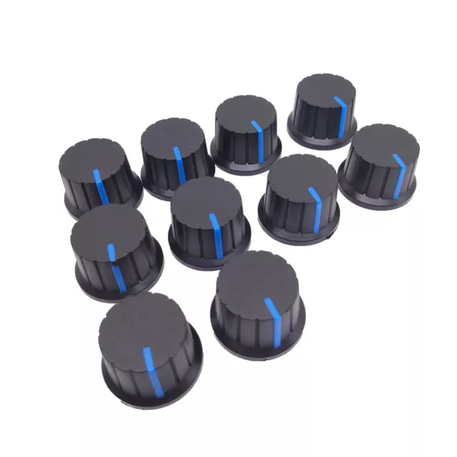 US Stock 10pcs Hi-Fi CD Volume Tone Control Potentiometer Knob 6mm Black Blue