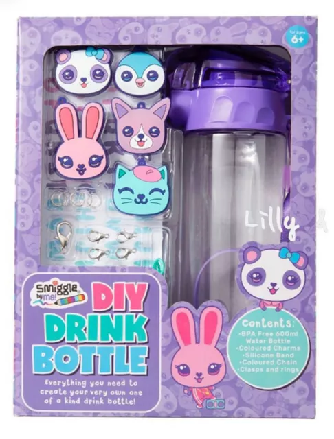 Smiggle By Me! DIY Drink Bottle Set BPA Free 600ml Peronalised BRAND NEW