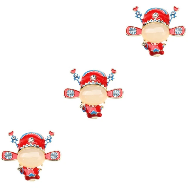 3 PCS Brooch Chinese Jade Charm Chineses New Year Gifts Lapel Pin Jewelry