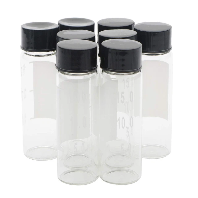 15Ml Clear Liquid Sampling Sample Glass Bottles Vials with Write-On Spot and Gra