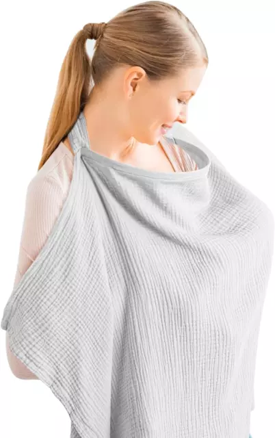 Muslin Nursing Cover for Baby Breastfeeding, Breathable 100% Cotton Breastfeedin