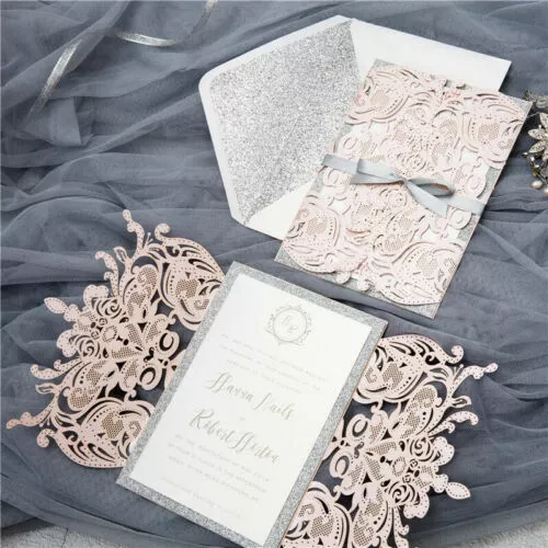 50 set European Hollow creative Laser Cut Invitation Wedding Party Greeting Card