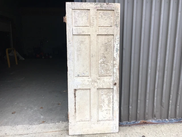 c1820 raised six panel door old paint mortised & pegged 80" high x 32" wide