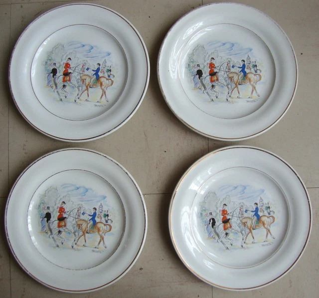 4 Assiettes à dessert en faïence St Amand Modèle Longchamp