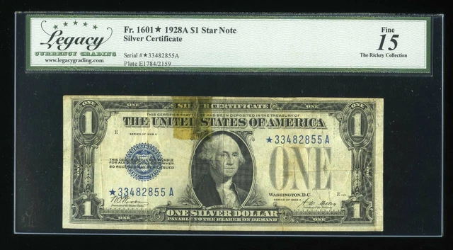 DBR 1928-A $1 Silver Funnyback STAR Fr. 1601* Legacy 15 Serial *33482855A