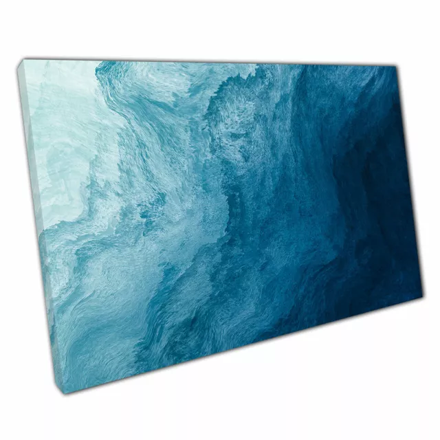 Abstract Blue Flowing Liquid Fluid Sea Ocean Modern Minimal Print Canvas