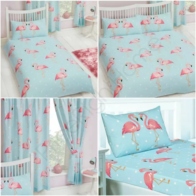 Fifi Flamingo Bedroom - Single Double Duvet Cover / Fitted Sheet / Curtains