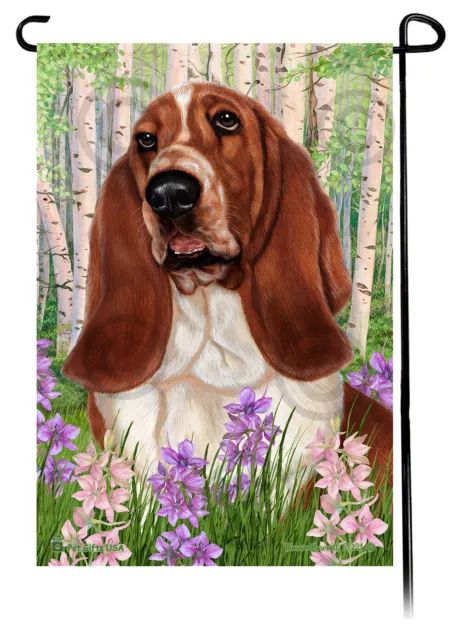 Basset Hound Spring Flowers Garden Flag 2