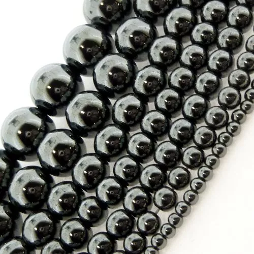 Round Hematite Beads - From only £1.39str - 7 sizes (2mm -> 10mm) to choose from