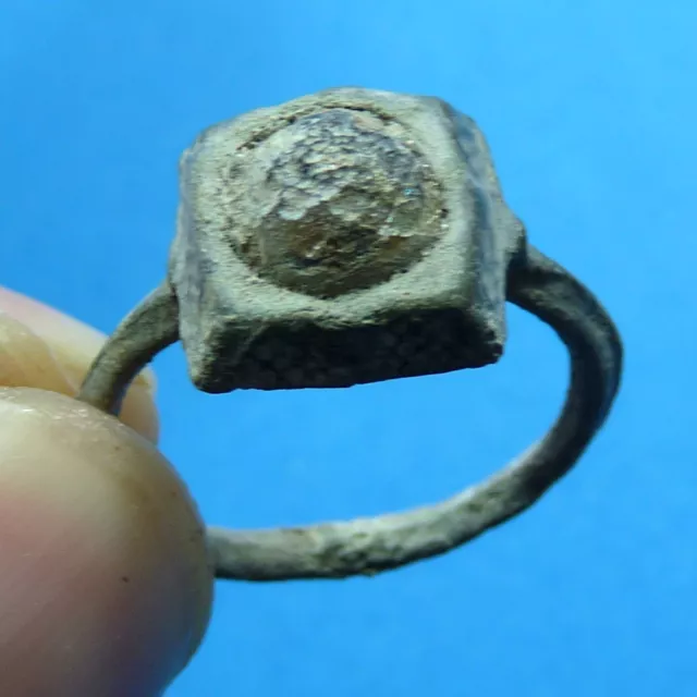 Unusual Ancient Byzantine Or Medieval Lead Alloy With Rare Gemstone