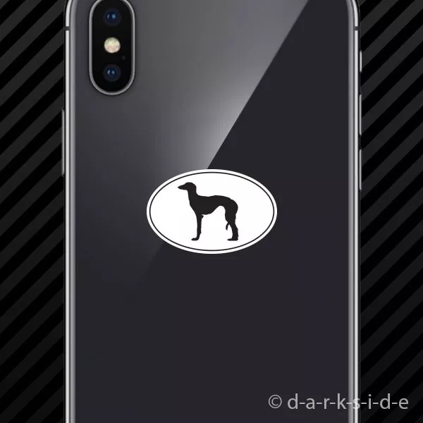 (2x) Saluki Euro Oval Cell Phone Sticker Mobile dog canine pet