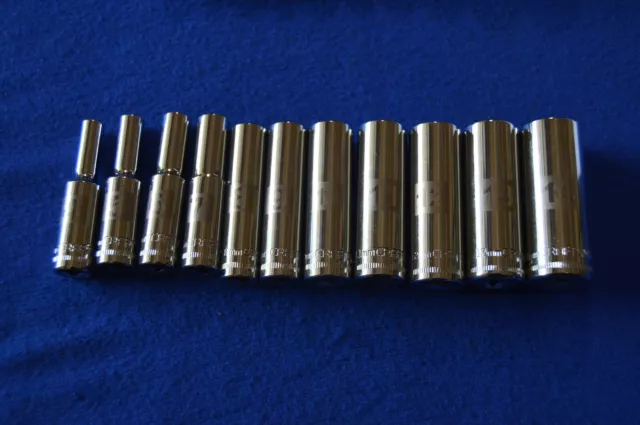 Craftsman Laser and Etched 21 PC 1/4 Drive SAE/Metric 6 PT Deep Sockets 489