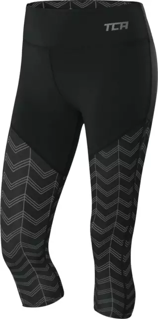 TCA Womens Pro Performance Supreme High Waist 3/4 Capri Running Tights - Black