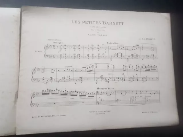 PARTITION ANCIENNE  PIANO -J.A. ANSCHUTT - Les petites Barnett - Suite de valses 3