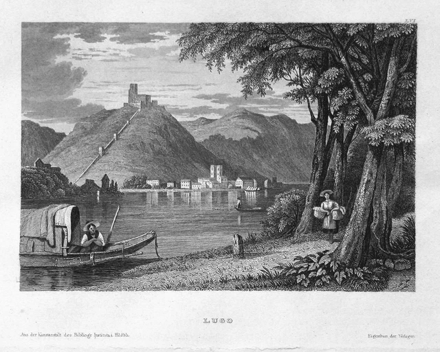 Lugo Spagna Spain España Galizia Vista View Incisione Acciaio Grabado Engraving