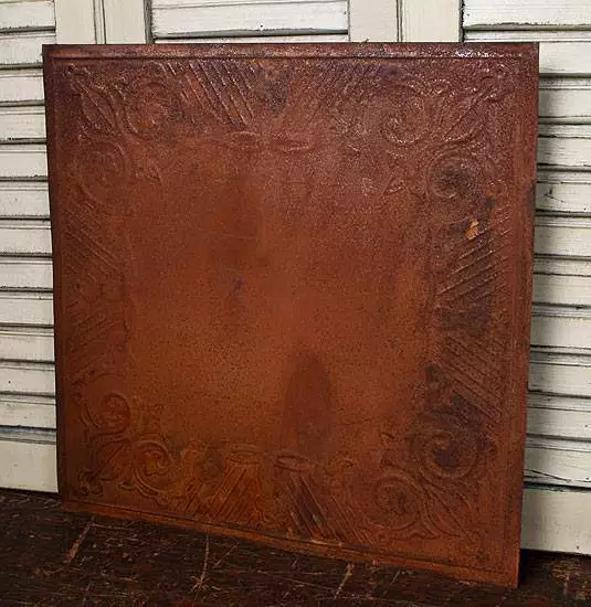 Set of 4 Rusty Tin Embossed 12" Primitive Ceiling Tiles