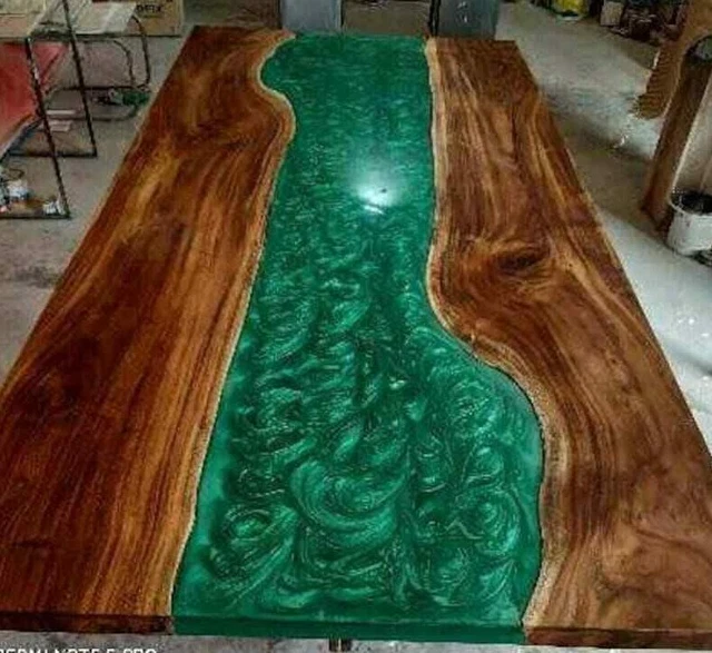 84" x 42" Epoxy Resin Center Dining Table Top Wooden Handmade Work