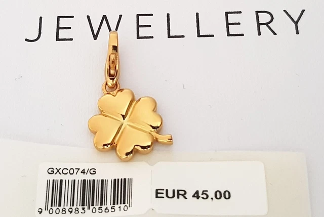 GOOIX CHARM Silber 925 vergoldet Charms Anhänger Kleeblatt Karabiner gold 113