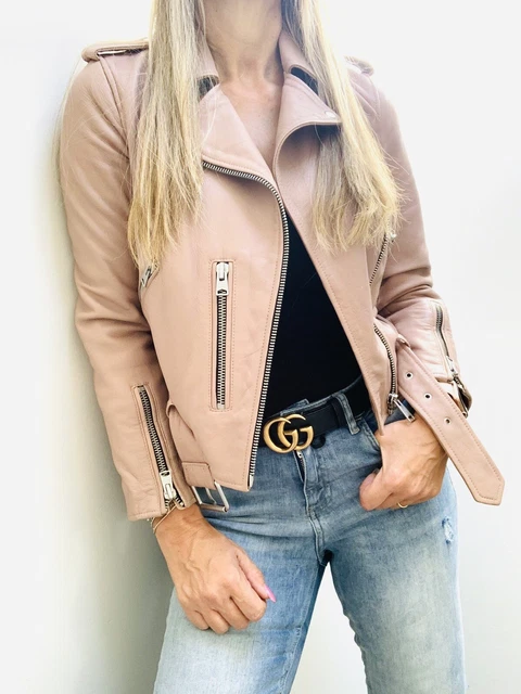 ALL SAINTS BALFERN LEATHER BIKER JACKET RRP 318 Beautiful Soft Dusky Pink Uk 8 170.00 PicClick UK