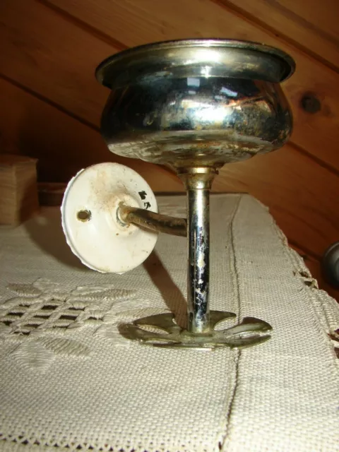Antique Nickle over Brass Wall Mount Cup & 5 Slot Toothbrush Holder - As Found 1 2