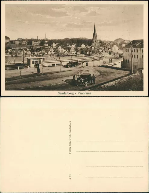 Postcard Sonderburg Sønderborg Straßenpartie 1924