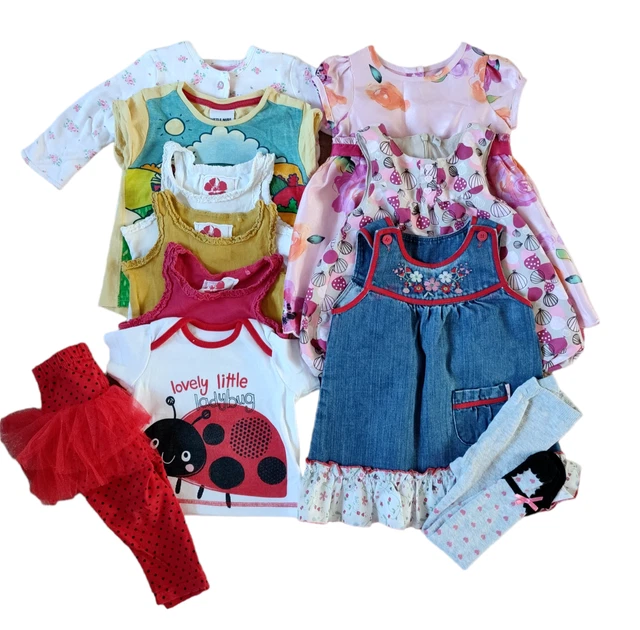 Baby Girls Age 3-6 Months Large Clothing Bundle Of T-Shirts Tops Outfits & Dress