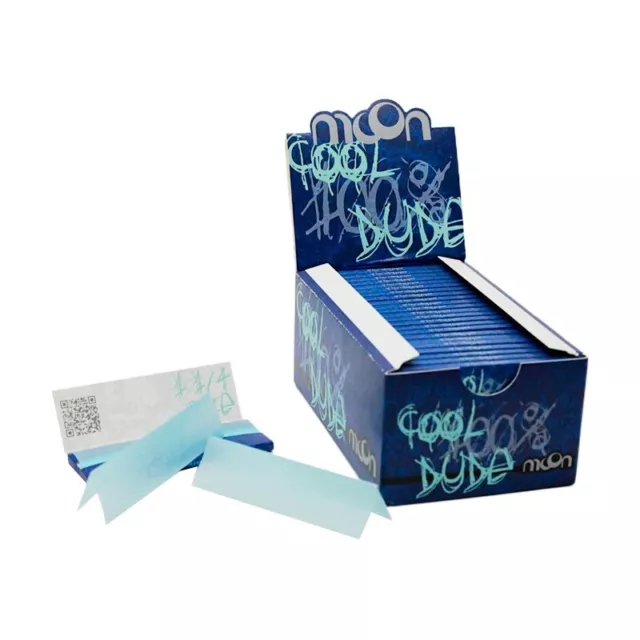 50 Booklets Moon Blue Rice Paper Short Size Tobacco Rolling Papers 70mm Full Box