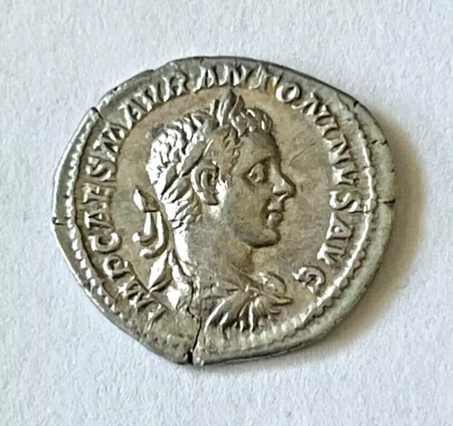 Ancient Silver Coin Roman Empire AR Denarius Elagabalus 218-222 AD.