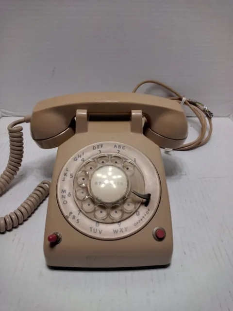 Vintage 70's ITT Tan/ Beige Rotary Desk Phone~ 1977