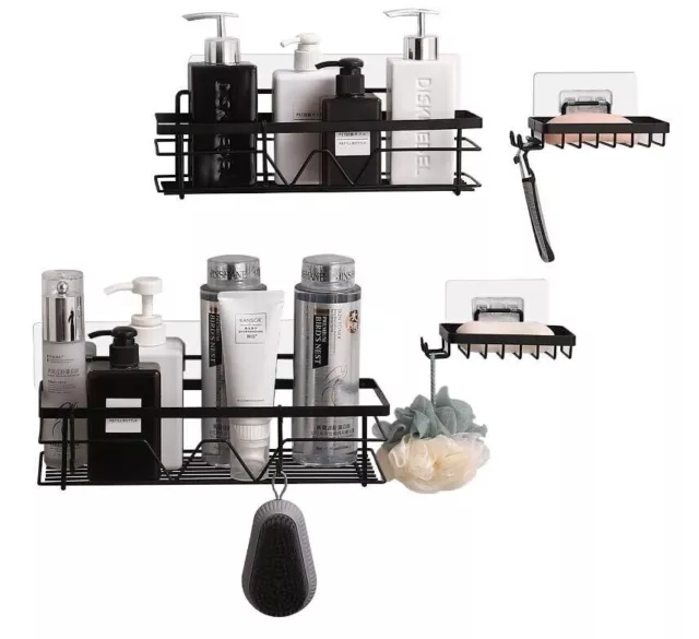 4 Pieces Shower Corner Pole Caddy Shelf  Bathroom Wall Storage Racks~