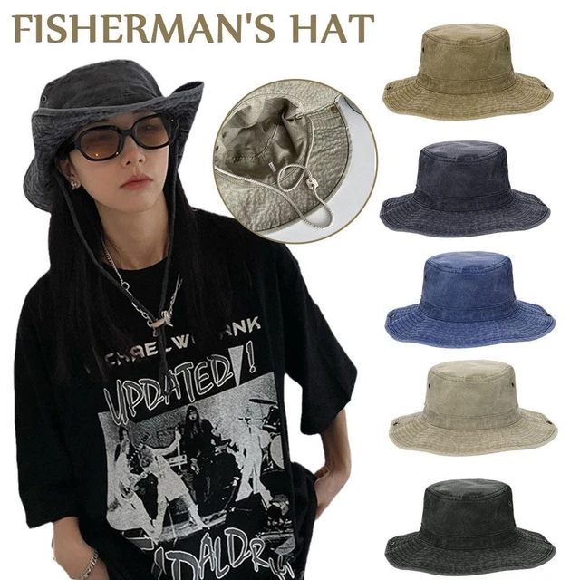 Cowboy Bucket Hat with String Denim Beach Sun Hat for Men and Women*