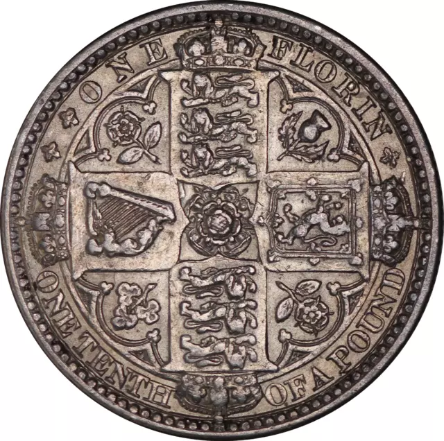 1849 Queen Victoria Silver Godless Florin Coin - EF - SPINK 3890 2