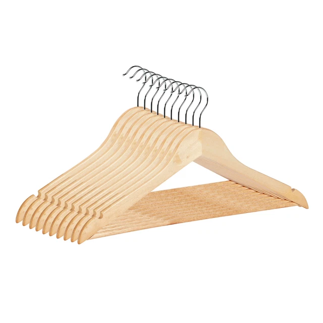 NATURAL WOODEN COAT Hangers Suit Garments Clothes Wood Hanger Trouser