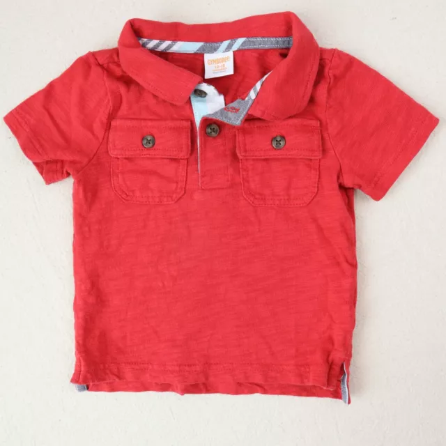 Baby Gymboree Red Polo Shirt Size 12-18 Month Top Toddler Button Collar Tee Slub