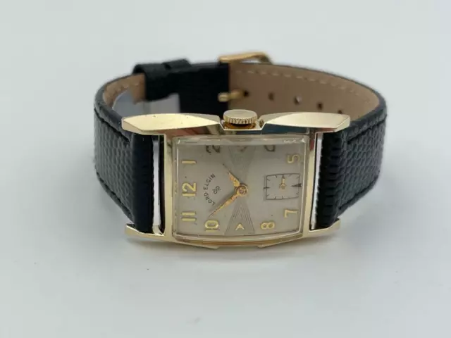 Vintage 1949 14kt GF 21j Lord Elgin  Art Deco Style Dress Watch.