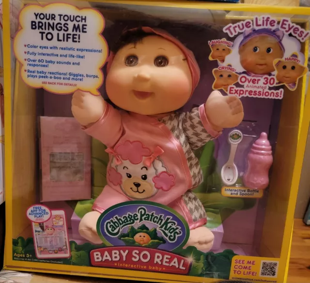 Cabbage Patch Kids 14" interactive Baby So Real Brunette ADVANCED BABY