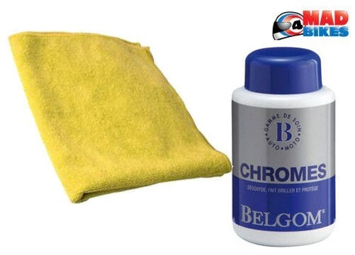 Belgom Chroom, detergente cromo lucidatura e cera 250 ml + panno lucidante in microfibra