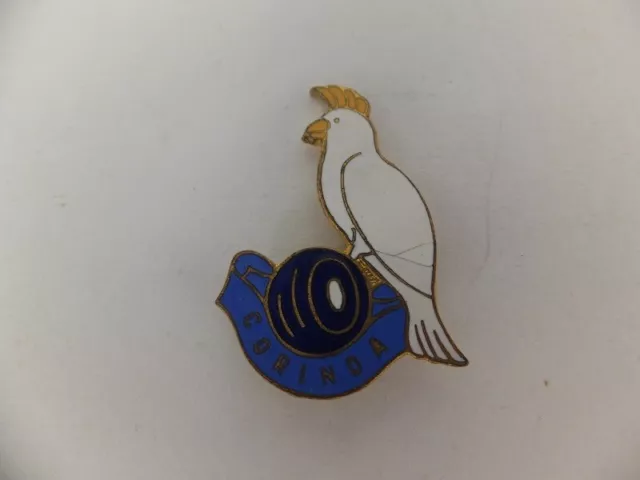Vintage enamel badge for Coringa Bowling club - White cockatoo