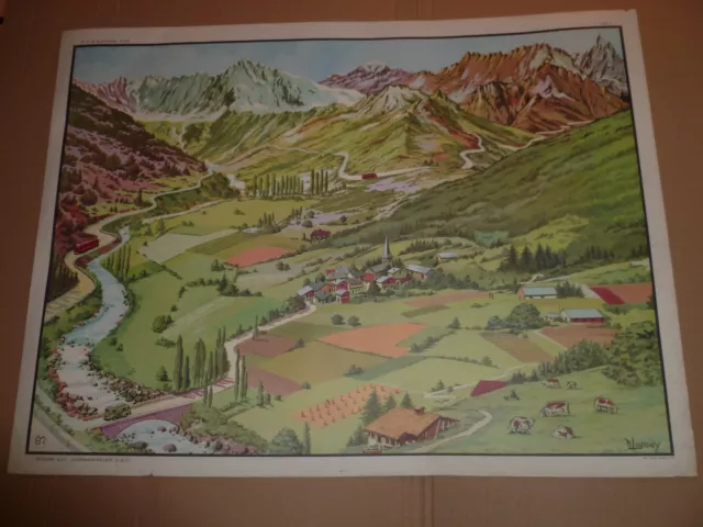 affiche scolaire ecole MDI le plan du village et la jeune montagne geographie