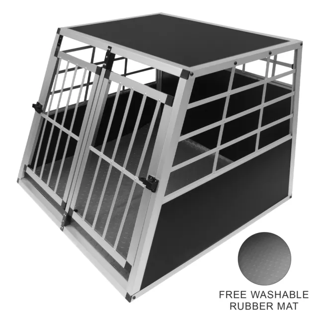 Pet Transport Cage Car Crate Aluminium Travel Box Dog Puppy Carrier 2 Door Large