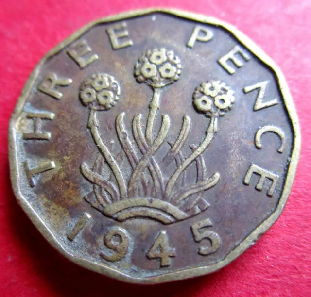 Britain  Perfect Year Celebration Date 1945 Brass Three Penny Coin Birthdays Ect