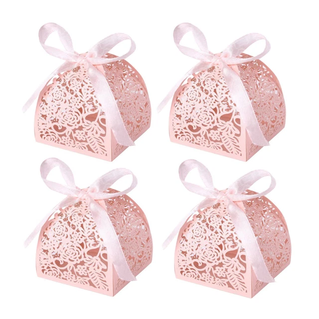 50 Boîtes à Bonbons Papillon Violet - Coffret Cadeau Mariage, Anniversaire - 7x6,5x8,5 Cm