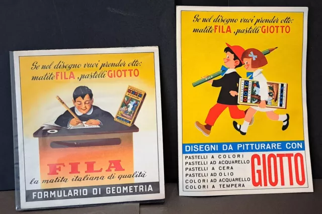 1950 circa FILA - GIOTTO Formulario geometria + Album con disegni da colorare
