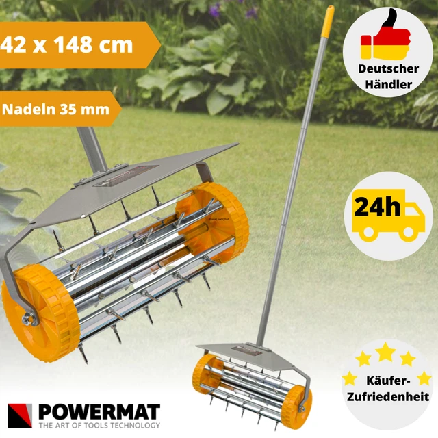 LIROPAU Rasenlüfter Walze 180cm - Handvertikutierer Mit 42 Nägeln & Spritzschutz